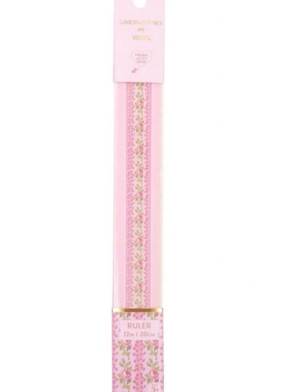 LoveShackFancy x Target Yoobi 12” Floral Ruler Strawberry Macaroon Pink